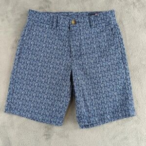 Vineyard Vines Shorts Mens 28 Blue Palm Tree Print Chino Flat Front Stretch